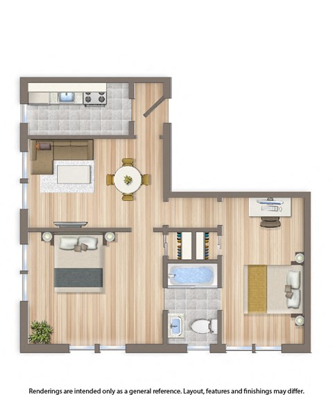 hampton courts two bedroom floor plan